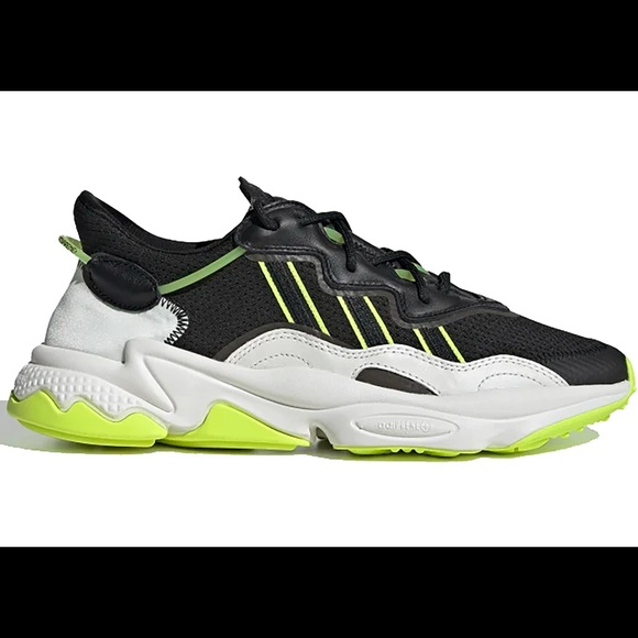 Men's Adidas Ozweego Black White Solar Yellow Shoes